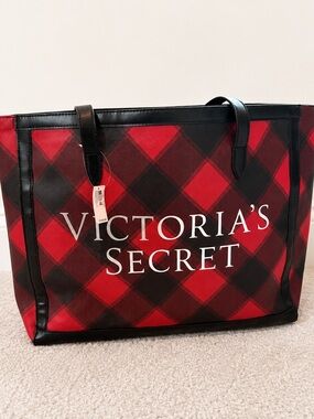 Victoria's Secret Red and Black Plaid Tote